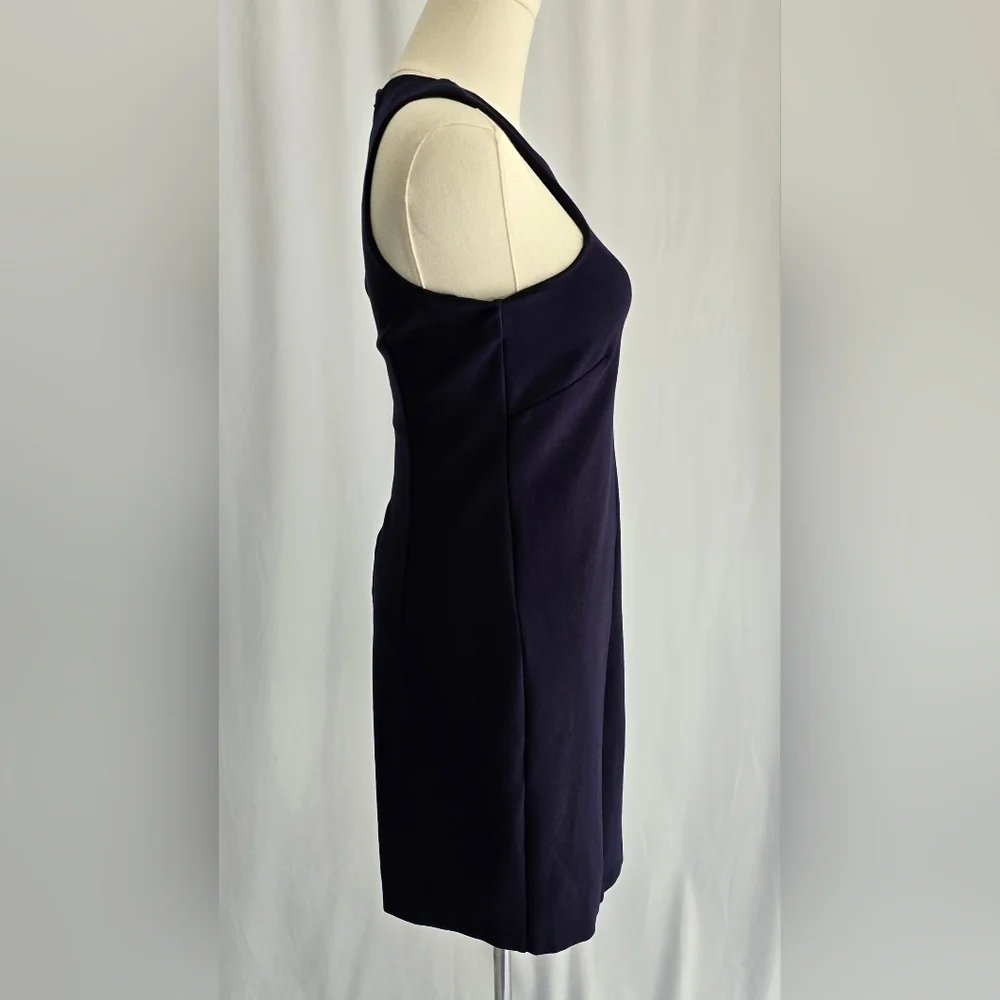 Halston Heritage Asymmetrical Neckline Purple Mini Sheath Dress Sz. S - Picture 5 of 10